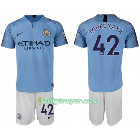 Billige Fotballdrakter Manchester City TOURE YAYA 42 Barn Hjemmedraktsett 2018/19 Kortermet